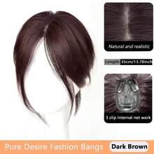 合成部分刘海帘式刘海发片，遮盖白发，增加发量，适用于稀疏头发，日常使用的顶发接发 - 彩色 - 查看 11