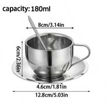 1set/2set咖啡杯碟套装复古不锈钢咖啡杯精致摆拍Vlog下午茶杯 - 銀色 - 查看 15