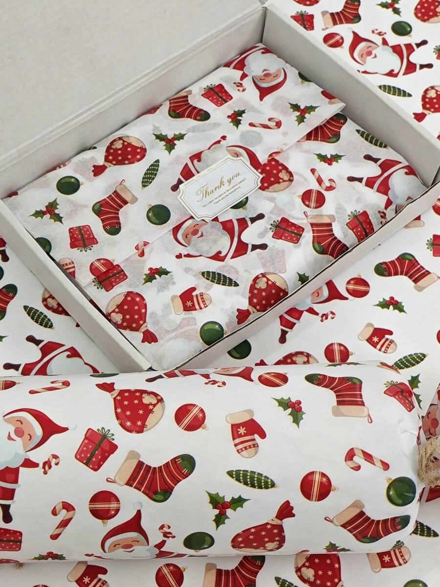 5/10/20pcs Christmas Tree Pattern Colorful Wrapping Paper, Size 19.69 X 13.78 Inches, Suitable For Wedding, Christmas, Birthday Gift Wrapping, Bouquet Filler, Party Favor And More