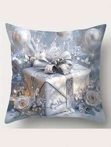 4pcs Golden Christmas Tree Pattern Pillow Set - Soft And Comfortable Polyester With Zipper Design, Machine Washable, Suitable For All Room Types (Excludes Insert) - Sizes: 15.7x15.7, 17.7x17.7, 19.7x19.7Inches - Silver - View 5