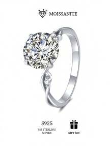 خاتم خطوبة نسائي من الفضة الإسترليني عيار 925 بتصميم على شكل شجرة، مرصع بحجر موسانيت بدرجة VVS بوزن 2/3 قيراط، لامع ورائع، مناسب للخطوبة والزفاف والاحتفالات والاستخدام اليومي، يأتي في علبة هدايا كخيار أول للهدايا