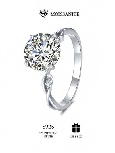 خاتم خطوبة نسائي من الفضة الإسترليني عيار 925 بتصميم على شكل شجرة، مرصع بحجر موسانيت بدرجة VVS بوزن 2/3 قيراط، لامع ورائع، مناسب للخطوبة والزفاف والاحتفالات والاستخدام اليومي، يأتي في علبة هدايا كخيار أول للهدايا