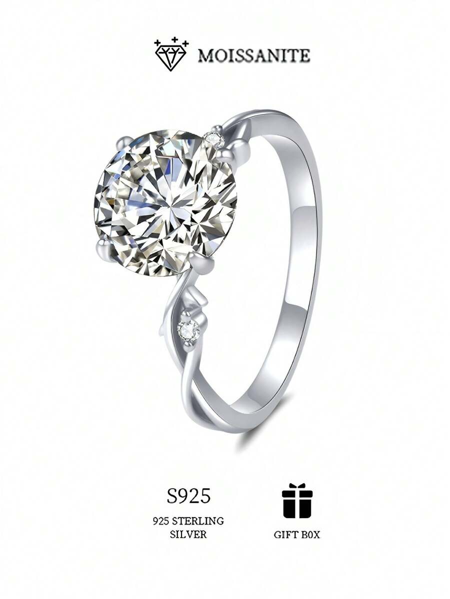 خاتم خطوبة نسائي من الفضة الإسترليني عيار 925 بتصميم على شكل شجرة، مرصع بحجر موسانيت بدرجة VVS بوزن 2/3 قيراط، لامع ورائع، مناسب للخطوبة والزفاف والاحتفالات والاستخدام اليومي، يأتي في علبة هدايا كخيار أول للهدايا