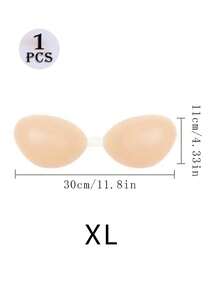 1 Pair Apricot & Pink 2 Color Options Sticky Backless Strapless Bra, Reusable Soft Silicone Bra With Nipple Cover, Oval Yoga Running Sports Party Swimming Chest Fixing Gather Lift Function Silicone Material, Super Strong Silicone Invisible Bra, Wedding Bra, Women Summer Underwear