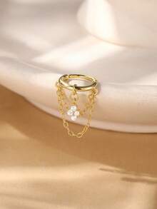 EleRunis 1 Stück 925 Sterling Silber Blumen Kette Ohrringe Nasen Knorpel Helix Piercing Feiner Schmuck für den täglichen Gebrauch, Hochzeit, Party, Verlobung, Jahrestag, Valentinstag