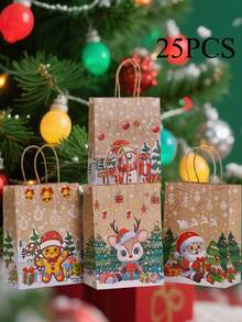4/12/18/30 buc Pungi de cadouri din hârtie kraft de Crăciun, Ambalaj cadouri de Crăciun, Pungi de cadouri pentru petrecere de Crăciun, Ambalaje cadouri de Crăciun, Pungi tote de Crăciun, Decorațiuni de Crăciun, Pungi de cumpărături de Crăciun. Pungi de ambalare cadouri de Crăciun, Pungi de hârtie kraft, Pungi de cumpărături pentru mall, Moș Crăciun, Brad de Crăciun, Reni, Fulg de zăpadă, Pungi de hârtie kraft imprimate cu elemente de Crăciun cu omuleț de turtă dulce, Crăciun 2026