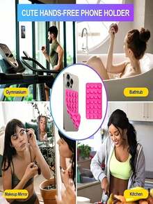 1pc Thick Silicone Dual-Sided 24 Suction Cup Washable Non-Slip Mobile Phone Holder Stand