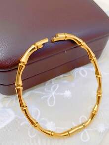 1pc Women's Fashionable Gold Bracelet, Suitable For Daily Wear - Yellow Gold - View 5
