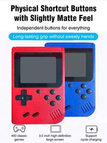 1pc Retro Game Console With 400 Nostalgic Classic Games Built In 3.0-Inch Large Screen Can Be Connected To TV Supports Two-Player Battle Old-Fashioned Red And White Machine Mini Portable Handheld Rechargeable Holiday Birthday Gift For Men And Women