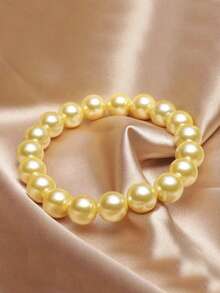 3 colores Elegante pulsera de perla de concha de estilo marinero | Pulsera elástica de cuentas redondas versátil y de moda | Simbolizando elegancia noble, amarillo, morado y blanco, regalo perfecto para mamá o novia en el Día de San Valentín, cumpleaños, hermosa pulsera para el Día de San Valentín, cumpleaños