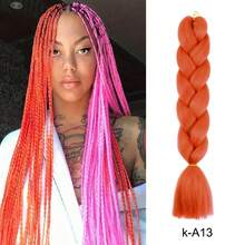24英寸渐变色编织接发，紫色巨型编织假发 - 高温合成钩编辫子，适合所有肤色，日常佩戴 - 彩色 - 查看 13