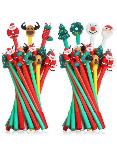 Set da 20 penne a sfera natalizie con adorabili disegni a tema natalizio come alberi di Natale, Babbo Natale e renne. Perfetto come gadget per feste, regali per raduni o regali di compleanno.