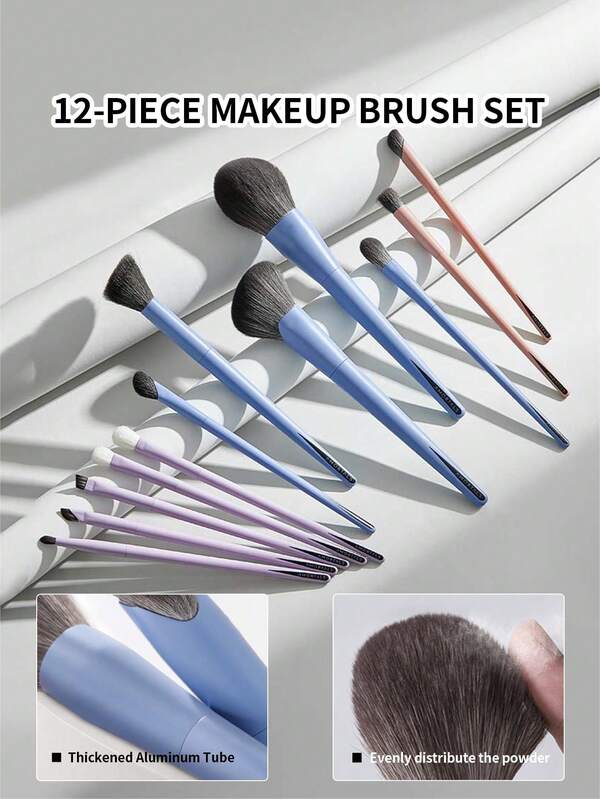 Amortals 12 pezzi Set pennelli trucco, pennelli per cipria viso, blush, illuminante, contouring, correttore, ombretto, sopracciglia, adatto per principianti, trucco artist, regali per appuntamenti, matrimoni, Natale, Ognissanti, Ringraziamento, laurea, compleanni, vacanze, stile Y2K, glamour, bellezza, feste, spiaggia, viaggi, campeggio, eventi scolastici, decorazioni, cosplay ragazza delle rose, cosmetici di alta qualità