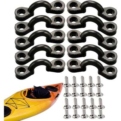 10pcs Deck Rope C Clips, Sturdy Fixing C-Type Clips - Kayak Handle Clips With Quick Release Ring Screws, Replacement Kayak Hardware