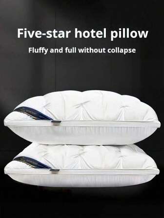 1/2 st lyxig 5-stjärnig hotellkvalitetskudde - Djupt nackstöd, högdensitetsöverdrag som inte sjunker ner året runt med vit satinfinish, 100 % polyesterfyllning, vakuumkompressionsförpackning i vitt, hemkomfort, quiltad design, premiumtyg, stödjande kudde, exklusivt för sängkläderentusiaster, avslappning i sovrummet, modernt sömntillbehör, hållbar struktur, bekväm sittdyna, ryggavlastning