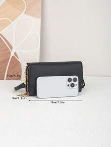 新款女士手机钱包时尚斜挎小包多口袋黑色小号女士钱包钱包秋季腕带钱包 - 黑色 - 查看 3