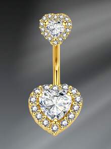 CIZME 1 件时尚不锈钢蝴蝶肚脐环，适合女士日常装饰，14G 金肚脐环心形方晶锆石肚脐环肚脐穿孔首饰肚脐环穿孔身体首饰 - 多色-2 - 查看 14