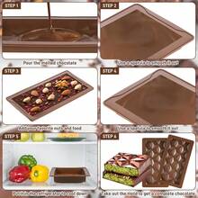 1/2/3 件硅胶矩形烘焙模具，可重复使用厚巧克力棒模具适用于巧克力、杏仁、糖果 - 非常适合婚礼、生日、周年纪念、单身派对 - 圣诞节、新年、情人节装饰 - 咖啡棕 - 查看 7