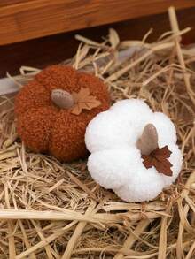 “秋季限量版”1 件毛绒南瓜挂饰枫叶装饰感恩节万圣节家居桌面装饰道具、家居装饰、摆件家居、客厅装饰、房间配件、客厅配件、礼物