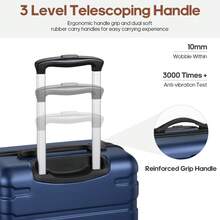 Hardshell Luggage Sets 3 Piece, 20"/24"/28" ABS Carry On Suitcase With Spinner Wheels And TSA Lock (Black) - 藍色 - 查看 5