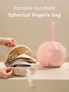 1pc Underwear Storage Bag, With A Handle For Easy Carrying, Spherical Underwear Storage Bag, Multi-Compartment Design, Effectively Stores Underwear And Bras, Can Be Carried By Hand Or Hung, Suitable For Travel And Home Storage, Travel Storage Bag, Beige Storage Bag, Zipper Closure, Underwear Storage Organizer, Underwear Storage Bag, Suitable For School Supplies.