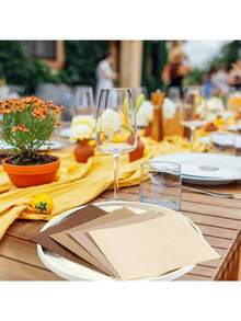 100 片鸡尾酒餐巾一次性饮料餐巾方形纸质甜点纸巾适用于婚礼生日夏季派对用品棕色系列，5 X 5 英寸 - 彩色 - 查看 5