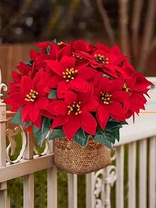 1/3/6/10pcs Artificial Poinsettia Flowers, Silk Red Christmas Flower, For Christmas Tree Decoration, Table Centerpiece, Wedding Decoration, Home Decoration, Room Decoration, Wreath Decoration