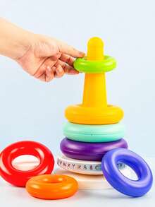 1 zestaw losowo kolorowych zabawek-pierścionków dla niemowląt, uspokajające zabawki-dzwonki dla niemowląt, kubki, kolorowe zabawki-pierścionki w kształcie wieży dla niemowląt, zabawki-puzzle do wczesnej edukacji, zabawki edukacyjne dla dzieci, prezenty urodzinowe, prezenty na imprezę