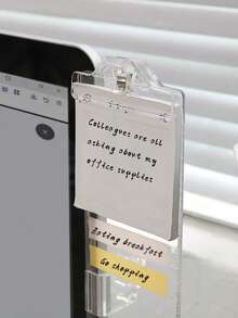 [Modern Desk Notepad] Multifunctional Desk Notepad With Side Clips And Scale, Modern Desk Accessory, Computer Screen And Phone Holder, Office Supplies - White, Notepads, Schedule Reminders - Multicolor - View 2