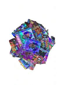 100 Pieces, Creative Mixed Pattern Laser Style, Mylar Mixed Packaging Bags, Resealable Zipper, 3D Holographic Pattern, Odor-Proof, Airtight Storage Bags, Mylar Bags, Mixed Multi-Pattern, Party Essentials