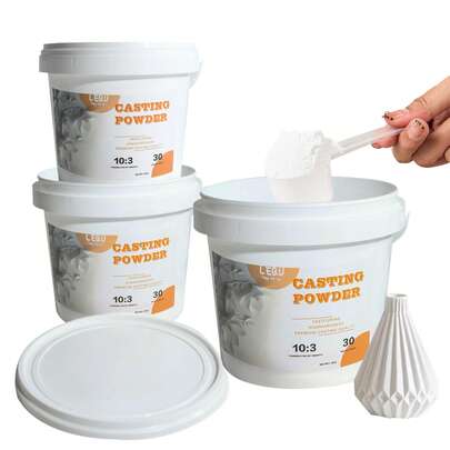 4.4lb/5.5lb/7lb runde Eimer Verpackung für Löffel, 2000 g/2500 g/3175 g LEQU Harz Hochdichte Gips Pulver, verwendet für DIY Skulptur Formen, Vasen Herstellung und Guss Produktionsmaterialien