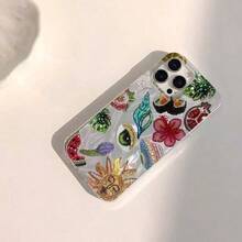 Funda para phone (1 unidad) con diseño moderno y único de corazones, granadas, estrellas y flores. Resistente al agua, a las huellas dactilares y a los arañazos. Transparente, suave y brillante. - Colores mixtos 2 - Ver 3