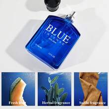 FMALOL 3.4 Oz Men's Cologne Spray, Eau De Toilette For Men, Woody And Marine Masculine Fragrance, Long-Lasting Perfume, Sage, Wormwood, Lemon Notes, Suitable For Dating, Daily Life, Party, Gift - 藍色 - 查看 3