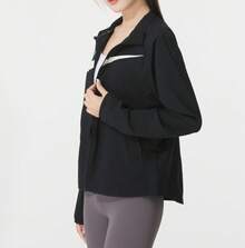 Nike معطف نسائي مزود بخطاف كبير، سترة رياضية فضفاضة غير رسمية منسوجة بياقة واقفة