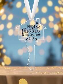 Il nostro primo Natale nella nostra nuova casa 2025, decorazione appesa in acrilico trasparente a forma di chiave, regalo di inaugurazione della casa, regalo di trasloco per famiglia/amici, decorazione per feste natalizie e di casa, ornamento natalizio per l'albero di Natale