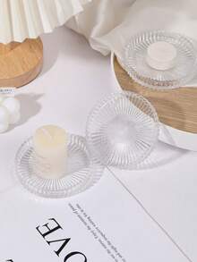 1 Peça/Conjunto Suporte de Vela de Vidro Transparente, Suporte de Vela de Vidro Cristal Minimalista Elegante e Romântico com Design Listrado, Exalando Luxo e Elegância. A Base Larga Evita que a Cera da Vela Vaze e Grude na Superfície da Mesa. Adequado para Decoração Doméstica/Decoração de Quarto/Decoração de Mesa