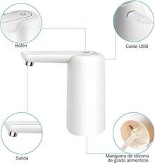 Bomba eléctrica dispensador agua garrafón USB Hogar Oficina Camping - blanco - Ver 11