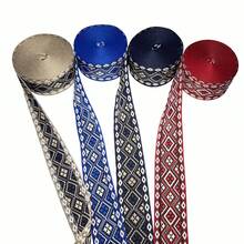 5 mètres/rouleau Ruban géométrique rouge motif bohème jacquard. Ruban tissé géométrique rouge vin brodé. Garniture pour la couture, la décoration de sacs et vêtements faits main