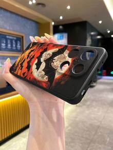 1 Ốp lưng điện thoại tiêu chuẩn họa tiết dơi và mặt trăng màu đen tối giản màu đen mờ bảo vệ toàn diện chống rơi cắt chính xác bảo vệ ống kính máy ảnh tương thích với iPhone 16/16e, Redmi, Infinix, Vivo - màu đen - Xem 6