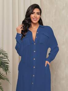 LEABAY ⭐ LONG BEACH KIMONO - NEW SUMMER 2025! ELEGANT, FLUID AND BREATHABLE - FREE SHIPPING ⭐ - Navy Blue - View 3