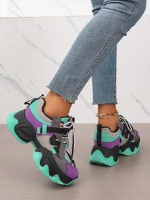 Old Daddy Shoes Ladies New Explosions Breathable Platform Shoes Ladies Shoes Popular Retro Casual Street Sports Shoes. - 淺灰紫 - 查看 6