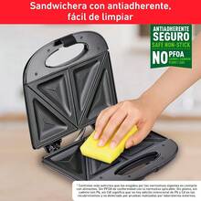 Máquina de Sándwiches Compacta (Negra) con Revestimiento Antiadherente, Ideal para 2 Porciones (Sándwiches o Paninis), Luz Indicadora y Fácil de Limpiar - Sandwichera - Ver 7