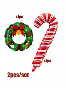 2 pièces/set Guirlande de ballons de cloche de Noël plus ballons de canne en bonbon, convient pour la décoration de Noël, la fête de Noël, l'hiver, la veille de Noël, la fête, la décoration intérieure et extérieure de la maison, laissez-le illuminer votre pièce