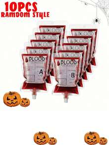 10 件 150 毫升吸血鬼饮料袋，万圣节吸血鬼血浆饮料袋，万圣节派对 PVC 瓶装饰品，万圣节装饰，万圣节用品 - 無色 - 查看 8