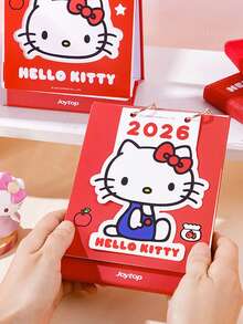Sanrio Carino Calendario da scrivania Sanrio Hello Kitty 2026 (Calendario: Ottobre 2025-Dicembre 2026) Memo per studenti, ornamento da scrivania a cartoni animati, piccolo calendario da scrivania.