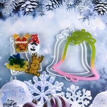 Juego de moldes de silicona para decoración navideña, moldes de resina epoxi para hacer anillos de árbol de Navidad y decoraciones de ambiente festivo, fáciles de limpiar y reutilizables