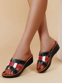 Pantuflas de mujer, sandalias planas versátiles y antideslizantes para damas de mediana edad