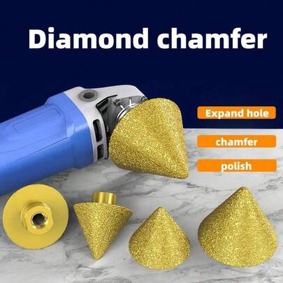 1pc Diamond Conical Chamfering Drill Bit - Suitable For Angle Grinder, Conical Carving Polishing Wheel Diamond Conical Milling Cutter, Applicable For Bathroom Pipe Installation | Stone, Ceramic Tile, Glazed Tile, Marble, Granite, Hole Drilling, Edge Trimming Tool | Marble Drilling Tool
