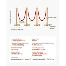 Stanchion Post, 4 Pcs Crowd Control Barrier Set With 3 Ropes, 5 Ft Stainless Steel Gold Stanchion Post Queue With Sand Injection Hollow Base For Theater, Party, Wedding, Exhibition - Multicolor - View 7