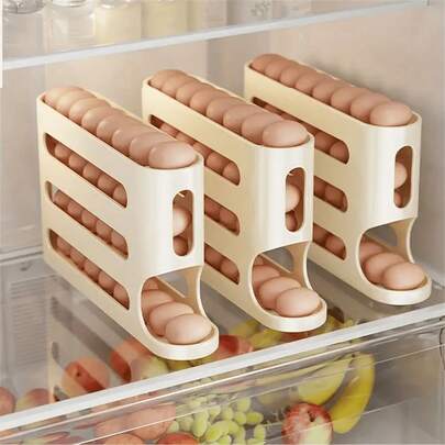 SOKANY Stackable Multi-Layer Large-Capacity Refrigerator Egg Rack, Automatic Filling Egg Storage Organizer, Labor-Saving Kitchen Freshness Sustainer, PP Material, No Battery Required